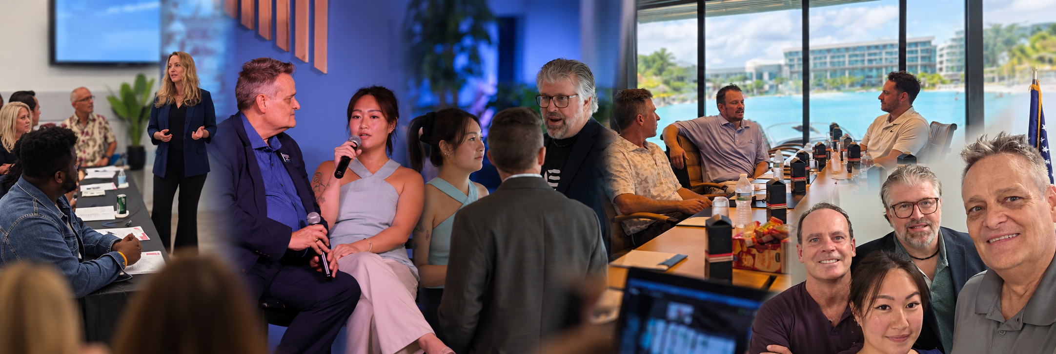 Photo montage of previous Proxenia cohort presentations and conversations.
